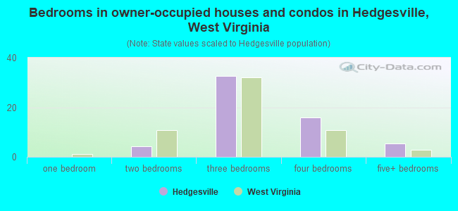 Bedrooms in owner-occupied houses and condos in Hedgesville, West Virginia