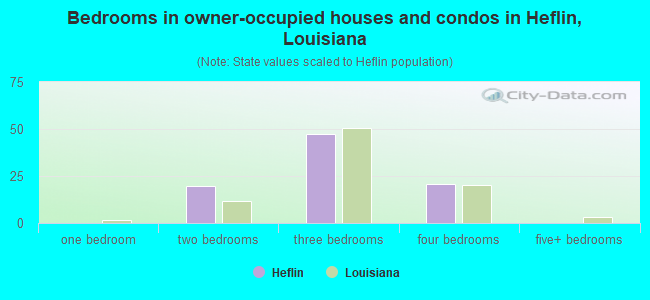 Bedrooms in owner-occupied houses and condos in Heflin, Louisiana