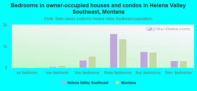 Bedrooms in owner-occupied houses and condos in Helena Valley Southeast, Montana