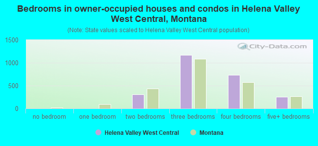 Bedrooms in owner-occupied houses and condos in Helena Valley West Central, Montana