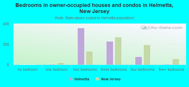 Bedrooms in owner-occupied houses and condos in Helmetta, New Jersey