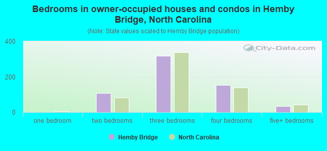 Bedrooms in owner-occupied houses and condos in Hemby Bridge, North Carolina