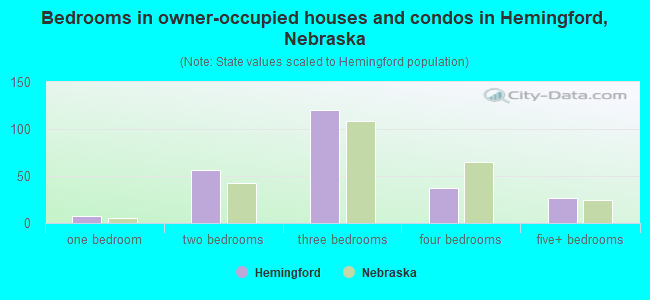 Bedrooms in owner-occupied houses and condos in Hemingford, Nebraska