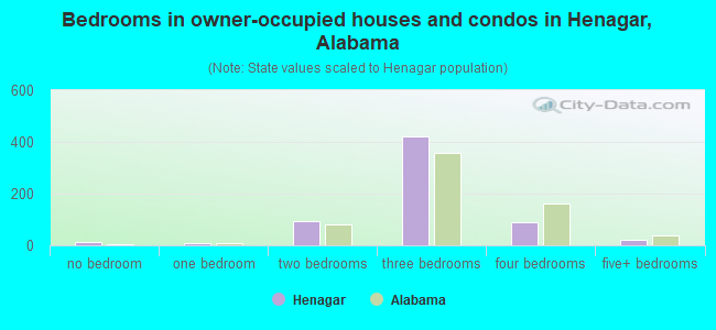 Bedrooms in owner-occupied houses and condos in Henagar, Alabama