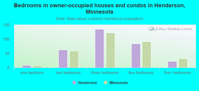 Bedrooms in owner-occupied houses and condos in Henderson, Minnesota
