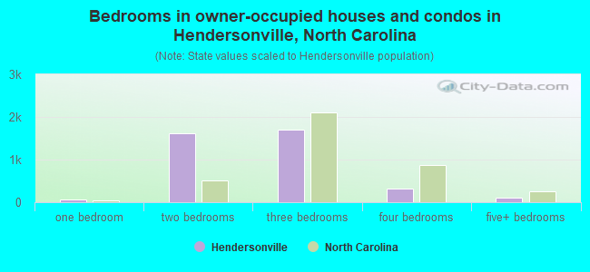 Bedrooms in owner-occupied houses and condos in Hendersonville, North Carolina