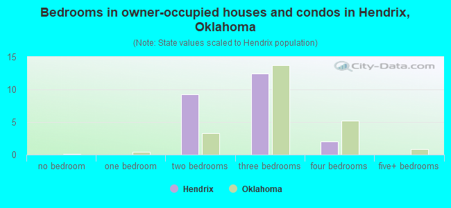 Bedrooms in owner-occupied houses and condos in Hendrix, Oklahoma