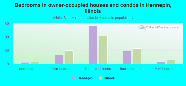 Bedrooms in owner-occupied houses and condos in Hennepin, Illinois