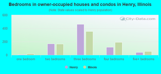 Bedrooms in owner-occupied houses and condos in Henry, Illinois