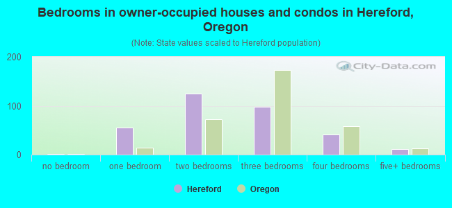 Bedrooms in owner-occupied houses and condos in Hereford, Oregon