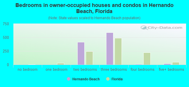 Bedrooms in owner-occupied houses and condos in Hernando Beach, Florida