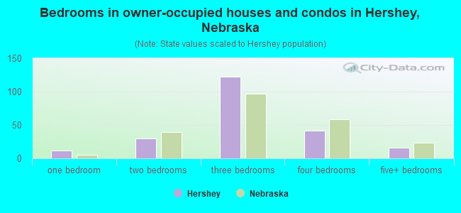 Bedrooms in owner-occupied houses and condos in Hershey, Nebraska