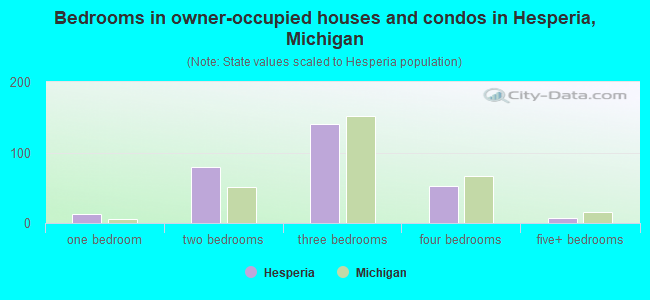 Bedrooms in owner-occupied houses and condos in Hesperia, Michigan