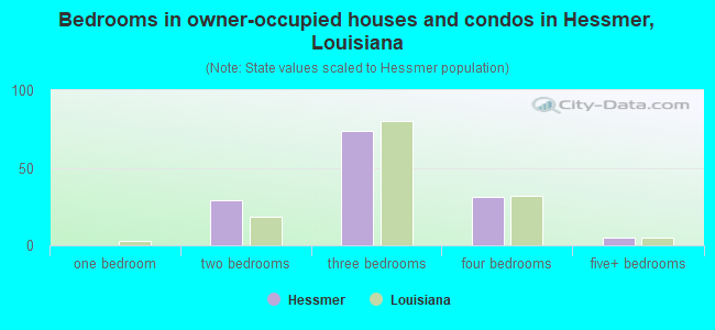 Bedrooms in owner-occupied houses and condos in Hessmer, Louisiana