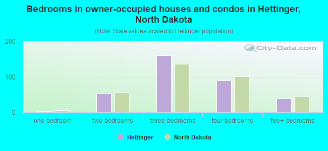 Bedrooms in owner-occupied houses and condos in Hettinger, North Dakota