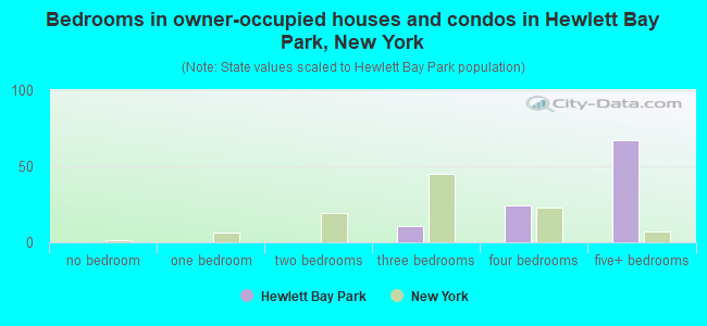 Bedrooms in owner-occupied houses and condos in Hewlett Bay Park, New York