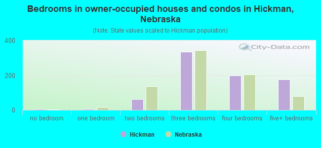 Bedrooms in owner-occupied houses and condos in Hickman, Nebraska