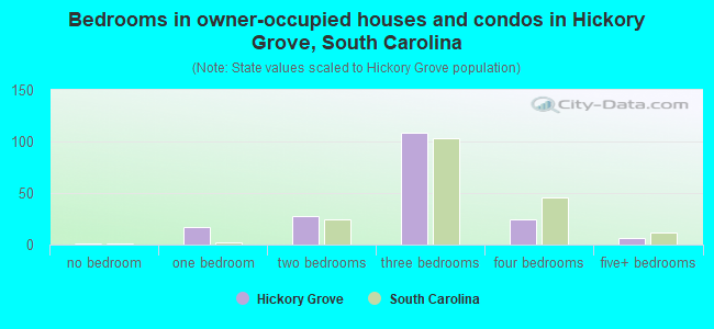 Bedrooms in owner-occupied houses and condos in Hickory Grove, South Carolina