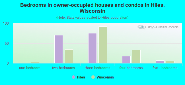 Bedrooms in owner-occupied houses and condos in Hiles, Wisconsin