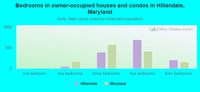 Bedrooms in owner-occupied houses and condos in Hillandale, Maryland