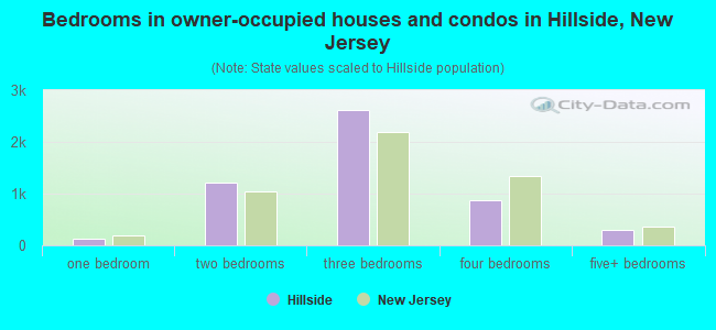 Bedrooms in owner-occupied houses and condos in Hillside, New Jersey