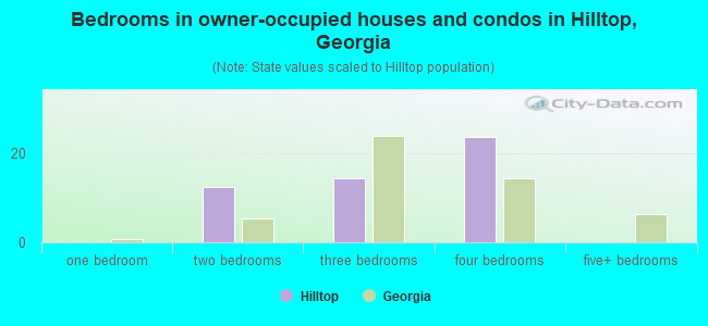 Bedrooms in owner-occupied houses and condos in Hilltop, Georgia