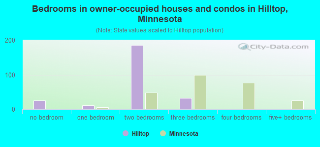 Bedrooms in owner-occupied houses and condos in Hilltop, Minnesota