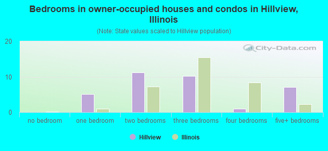 Bedrooms in owner-occupied houses and condos in Hillview, Illinois