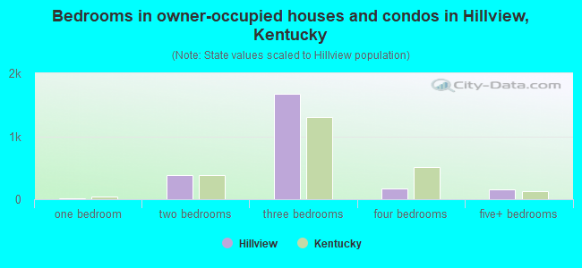 Bedrooms in owner-occupied houses and condos in Hillview, Kentucky