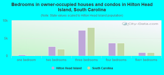 Bedrooms in owner-occupied houses and condos in Hilton Head Island, South Carolina