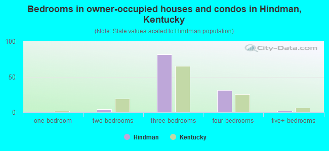 Bedrooms in owner-occupied houses and condos in Hindman, Kentucky