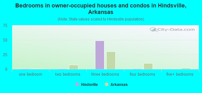 Bedrooms in owner-occupied houses and condos in Hindsville, Arkansas