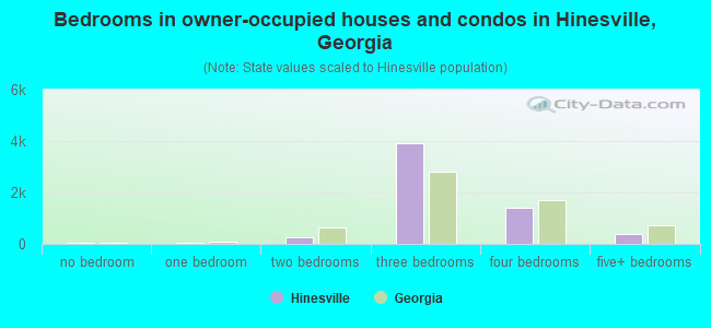 Bedrooms in owner-occupied houses and condos in Hinesville, Georgia