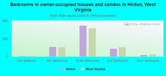 Bedrooms in owner-occupied houses and condos in Hinton, West Virginia