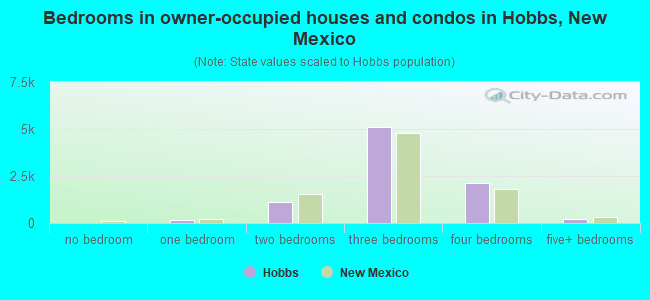 Bedrooms in owner-occupied houses and condos in Hobbs, New Mexico