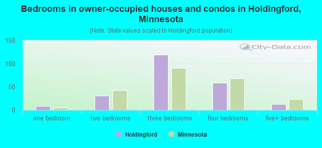 Bedrooms in owner-occupied houses and condos in Holdingford, Minnesota