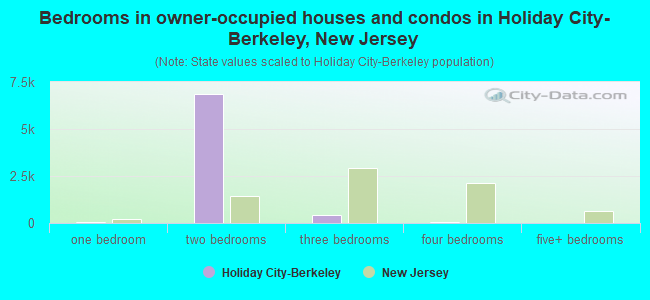 Bedrooms in owner-occupied houses and condos in Holiday City-Berkeley, New Jersey