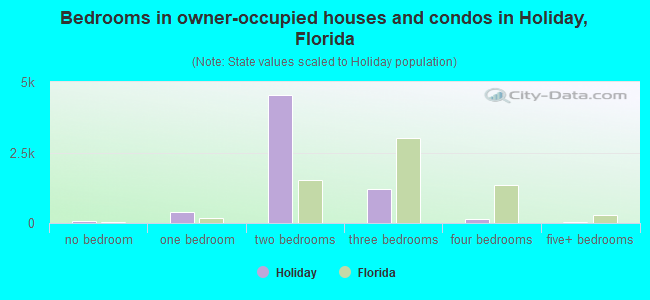 Bedrooms in owner-occupied houses and condos in Holiday, Florida