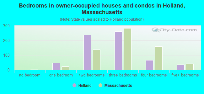 Bedrooms in owner-occupied houses and condos in Holland, Massachusetts