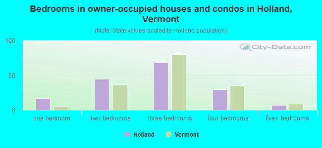 Bedrooms in owner-occupied houses and condos in Holland, Vermont