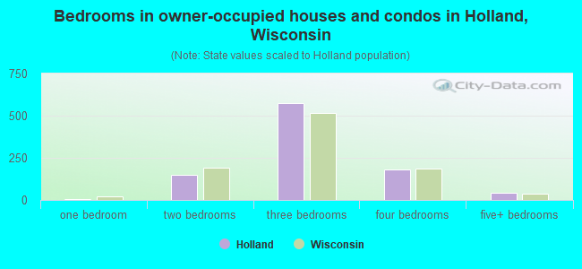 Bedrooms in owner-occupied houses and condos in Holland, Wisconsin