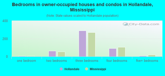 Bedrooms in owner-occupied houses and condos in Hollandale, Mississippi