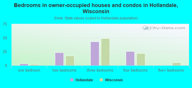 Bedrooms in owner-occupied houses and condos in Hollandale, Wisconsin