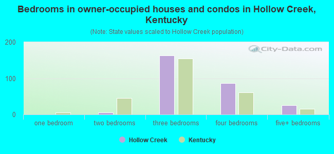 Bedrooms in owner-occupied houses and condos in Hollow Creek, Kentucky