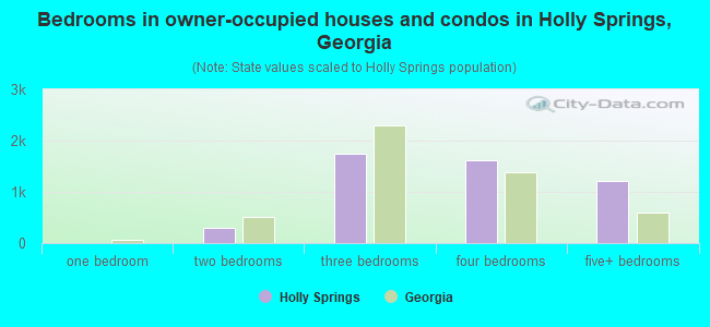 Bedrooms in owner-occupied houses and condos in Holly Springs, Georgia