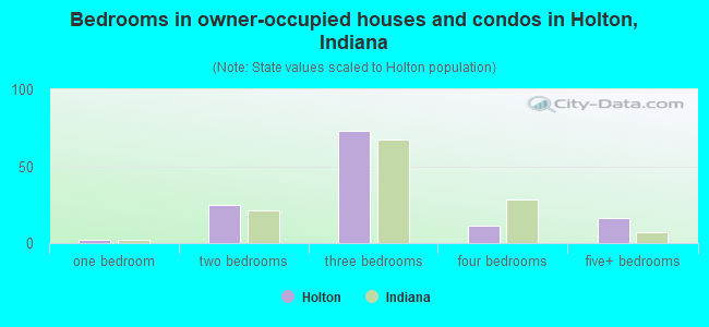 Bedrooms in owner-occupied houses and condos in Holton, Indiana