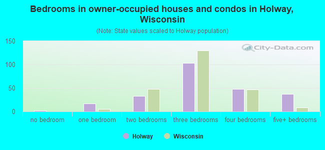 Bedrooms in owner-occupied houses and condos in Holway, Wisconsin