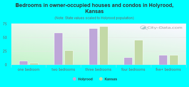 Bedrooms in owner-occupied houses and condos in Holyrood, Kansas