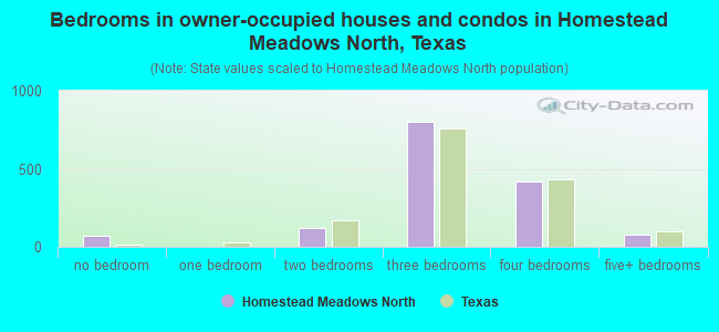 Bedrooms in owner-occupied houses and condos in Homestead Meadows North, Texas