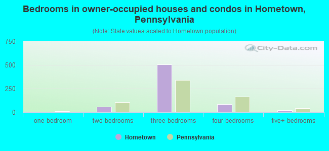 Bedrooms in owner-occupied houses and condos in Hometown, Pennsylvania